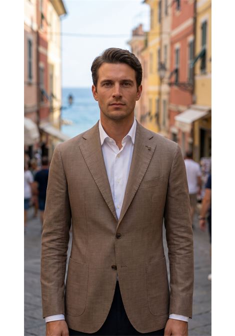 Giacca sartoriale Tagliatore marrone in misto lino  Made in Italy TAGLIATORE | GIACCHE | 1SMC22K 520109M3240